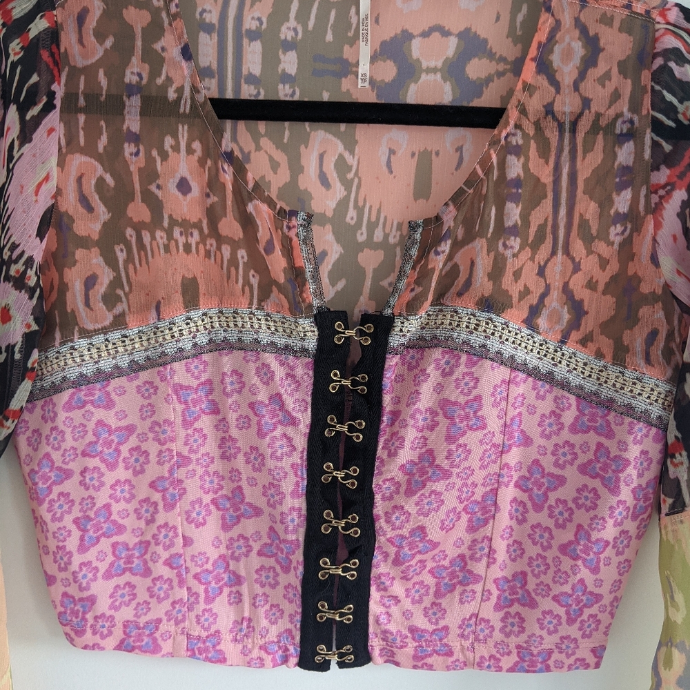 Free People Patchwork Cropped Blouse - image 5